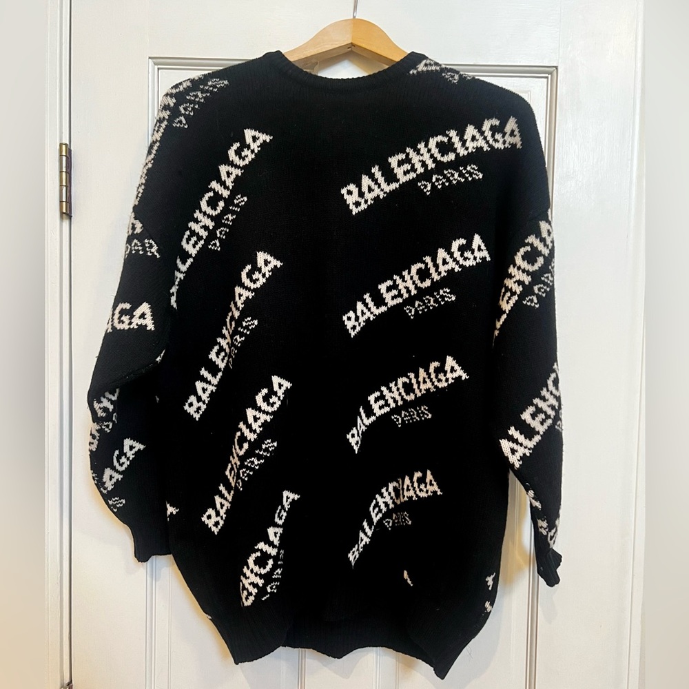 Balenciaga Allover Logo Wool Sweater
